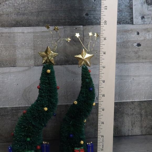 Dept 56 Green Glitter Sisal Trees Village Accessories - Picture 6 of 8